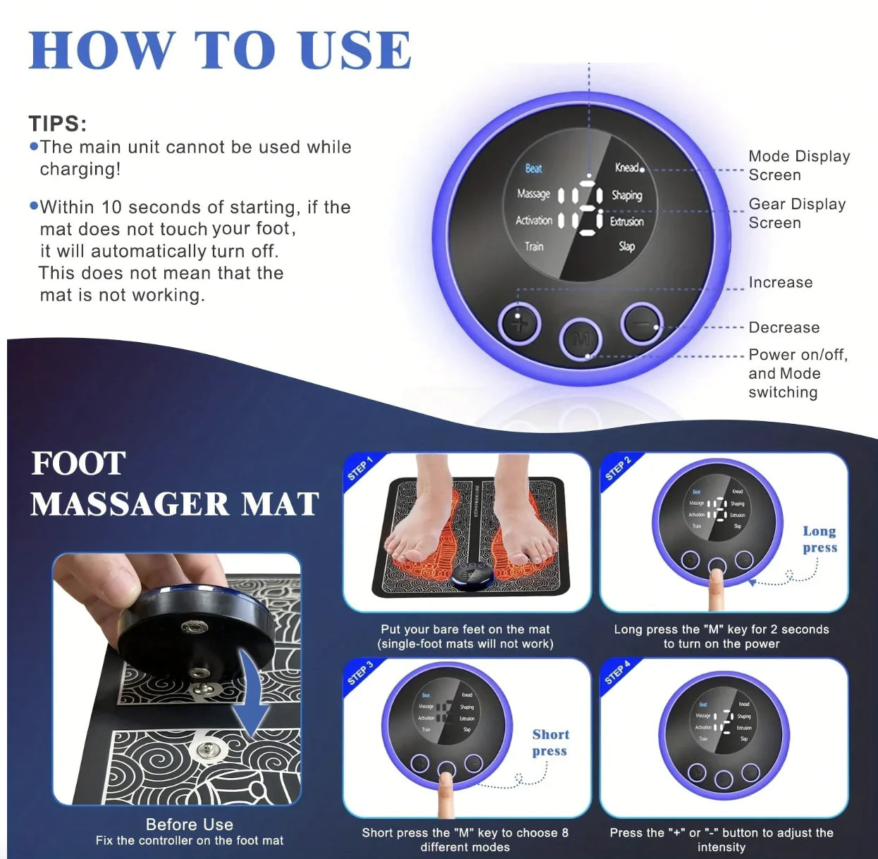 Portable Neuropathy Foot Massager Pad